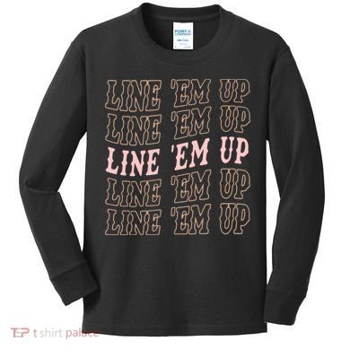 Line 'Em Up Retro Country's Slogan Kids Long Sleeve Shirt