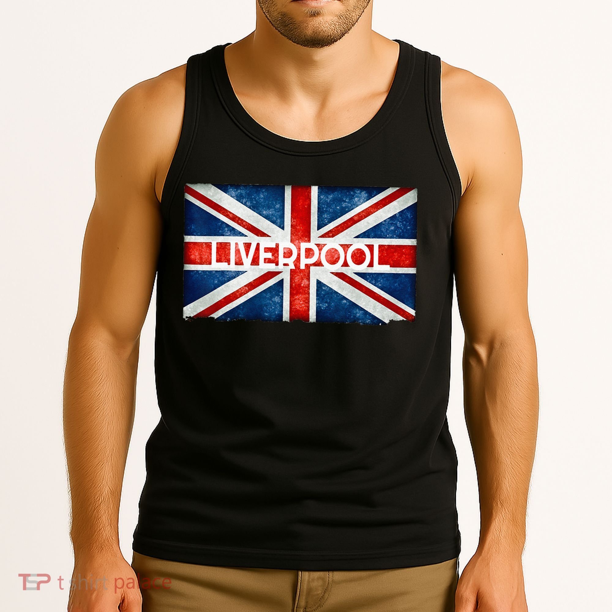 Liverpool England UK Flag . And Souvenir Tank Top