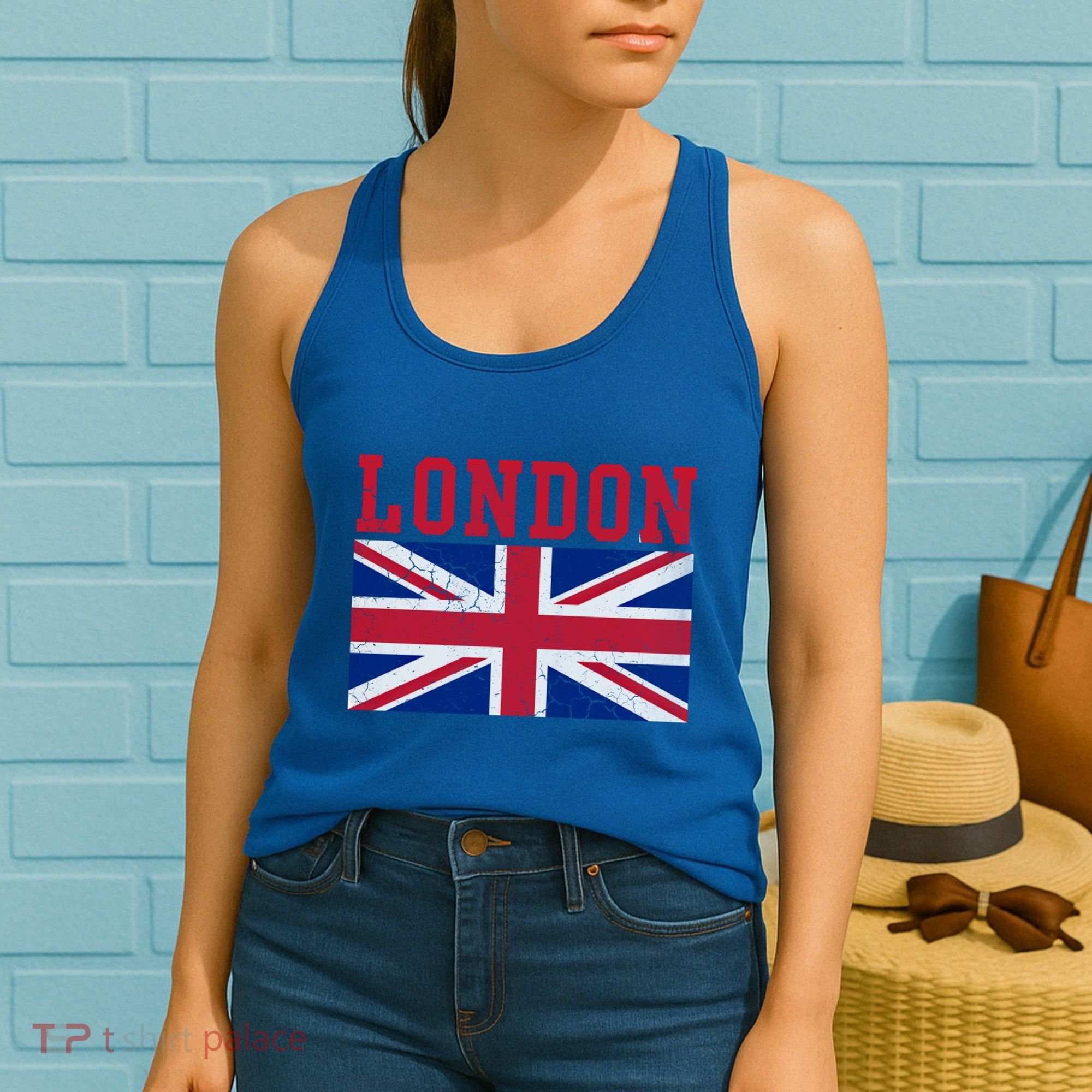 London England Union Jack United Kingdom British Flag Funny Gift Women's Tank Top