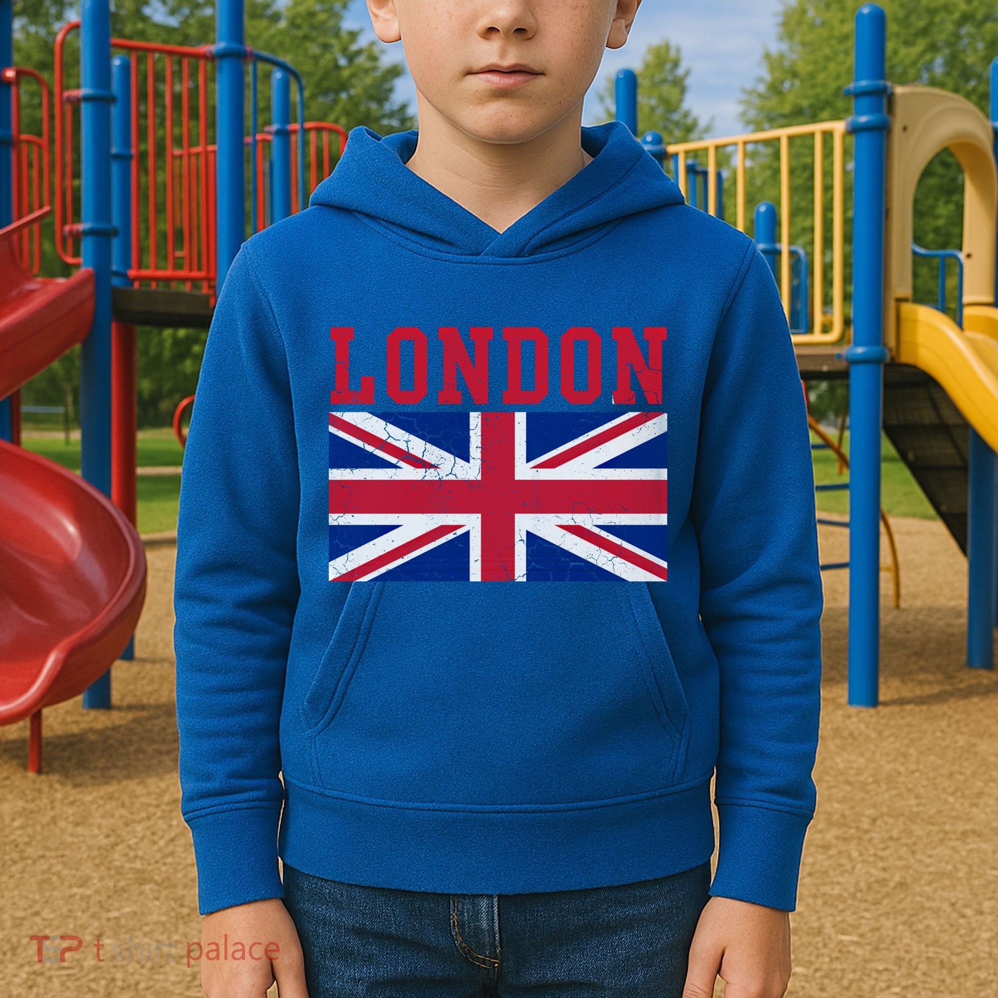 London England Union Jack United Kingdom British Flag Funny Gift Kids Hoodie
