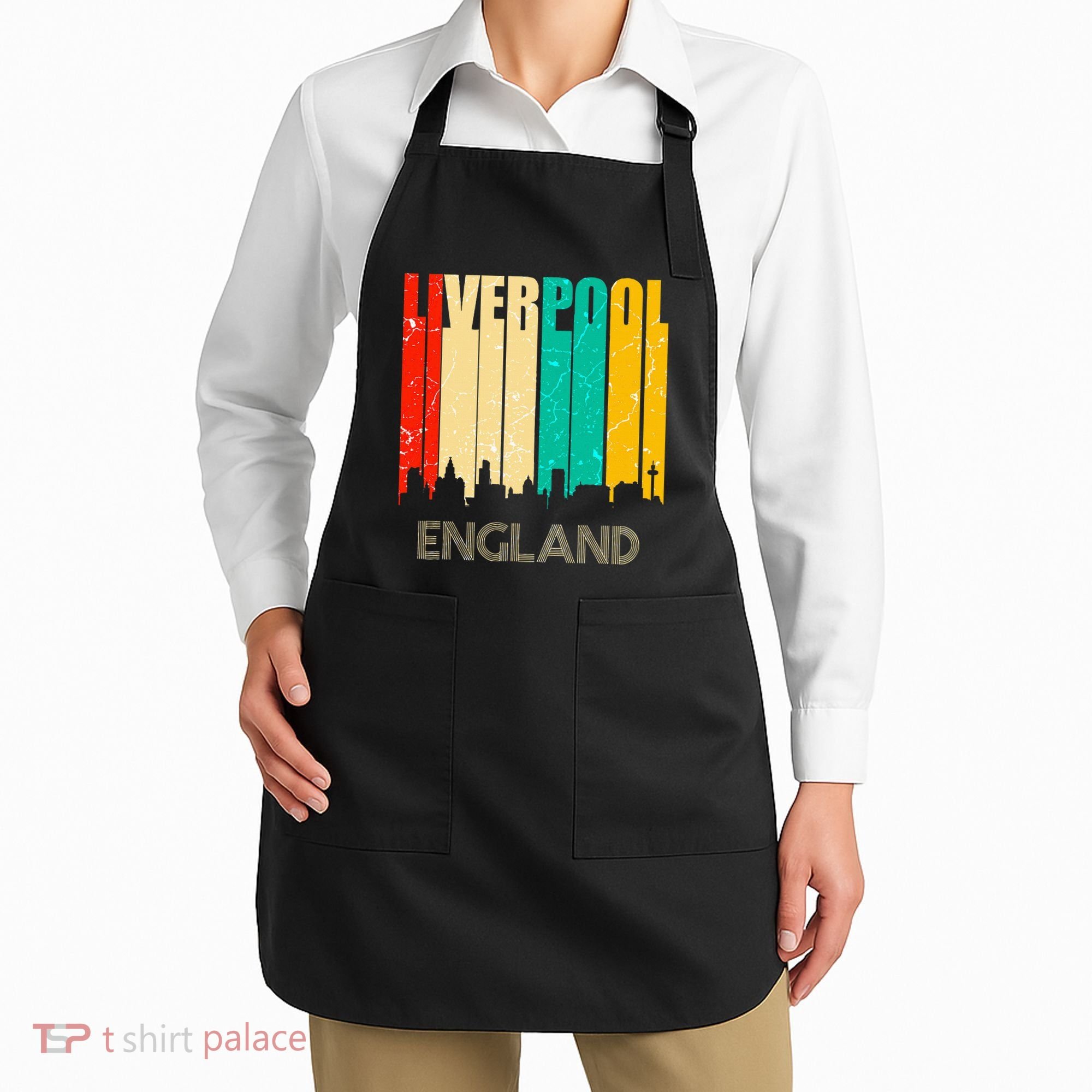 Liverpool England United Kingdom Retro City Skyline Apron