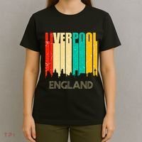 Liverpool England United Kingdom Retro City Skyline T-Shirt thumb 4