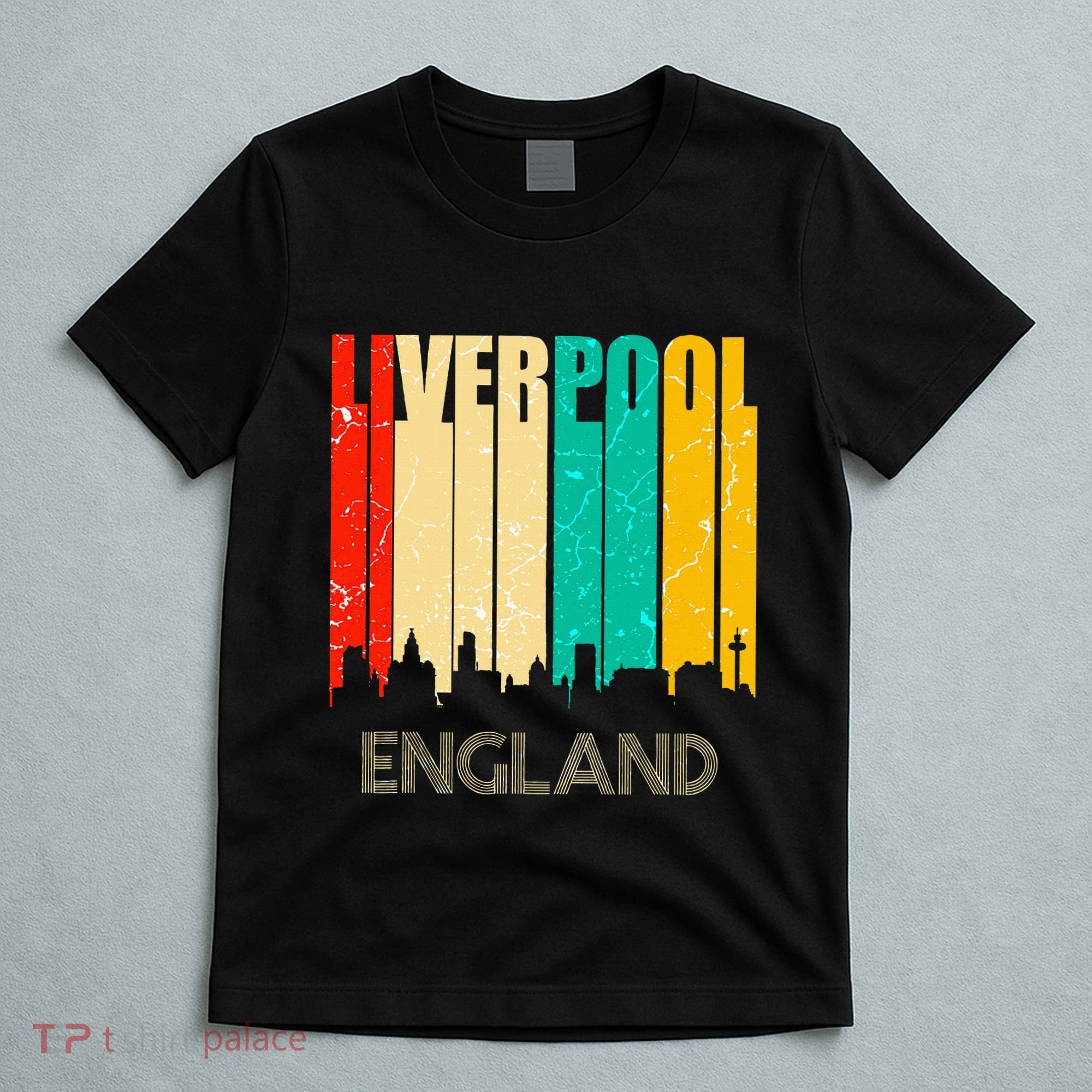 Liverpool England United Kingdom Retro City Skyline T-Shirt