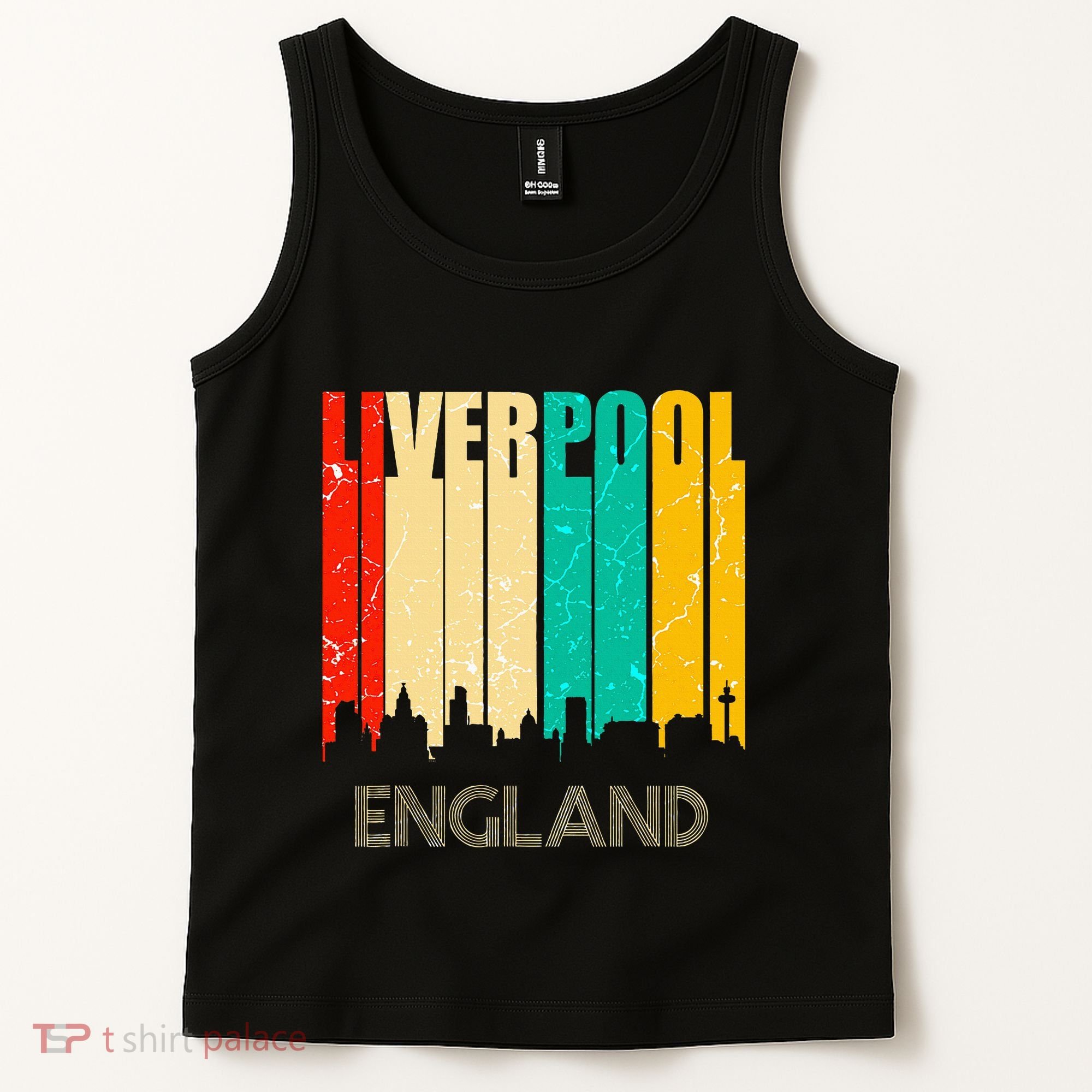Liverpool England United Kingdom Retro City Skyline Tank Top