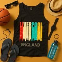 Liverpool England United Kingdom Retro City Skyline Tank Top thumb 4