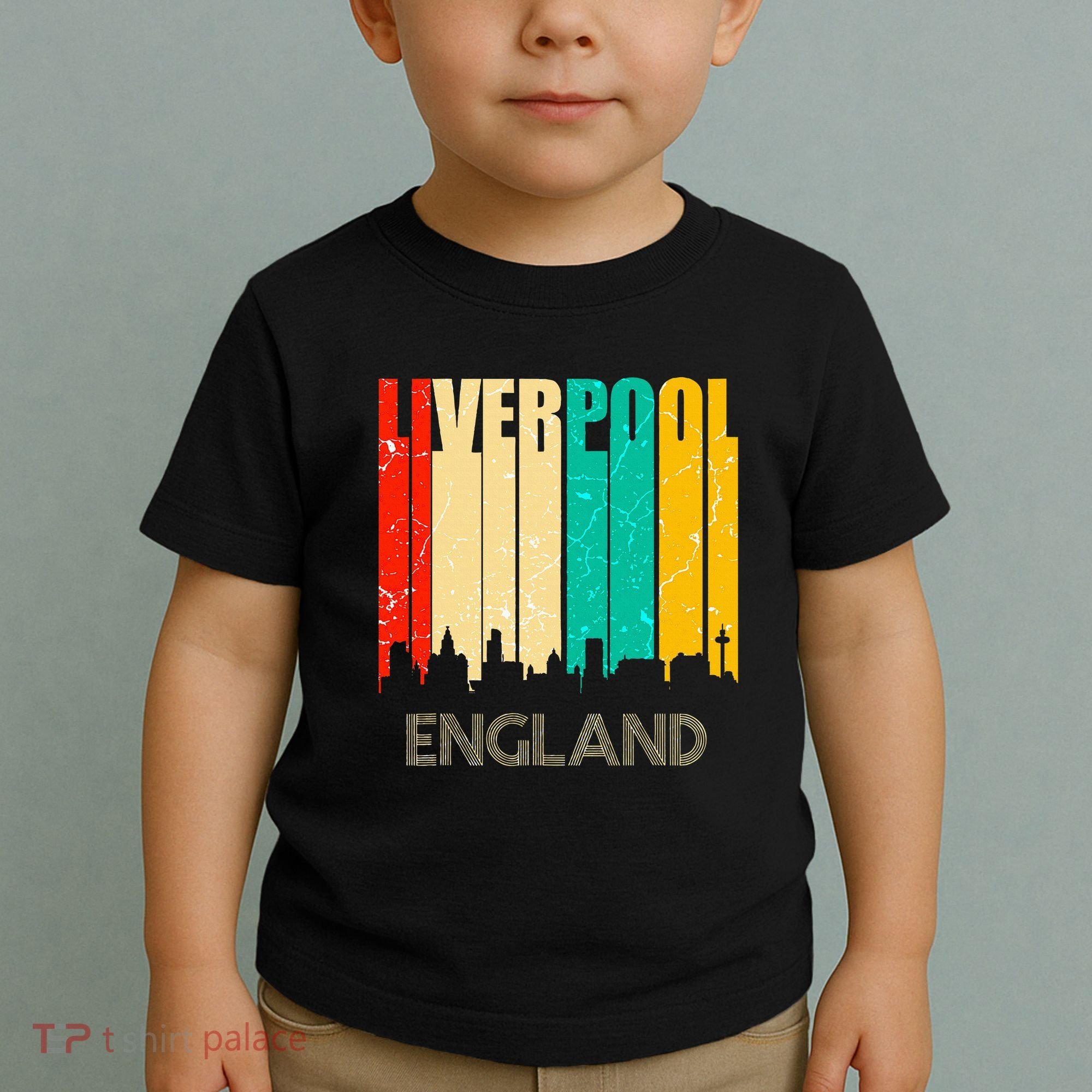 Liverpool England United Kingdom Retro City Skyline Toddler T-Shirt
