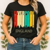 Liverpool England United Kingdom Retro City Skyline Women's T-Shirt thumb 2