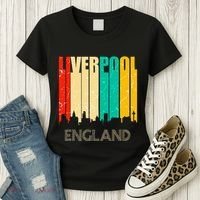 Liverpool England United Kingdom Retro City Skyline Women's T-Shirt thumb 3