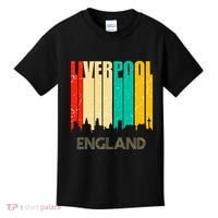 Liverpool England United Kingdom Retro City Skyline Kids T-Shirt thumb 0
