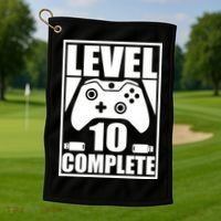 Level 10 Complete Video Gamer 10th Birthday Golf Towel thumb 1