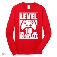 Level 10 Complete Video Gamer 10th Birthday Long Sleeve Shirt thumb 0