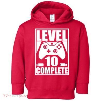 Level 10 Complete Video Gamer 10th Birthday Toddler Hoodie
