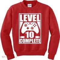 Level 10 Complete Video Gamer 10th Birthday Kids Sweatshirt thumb 0