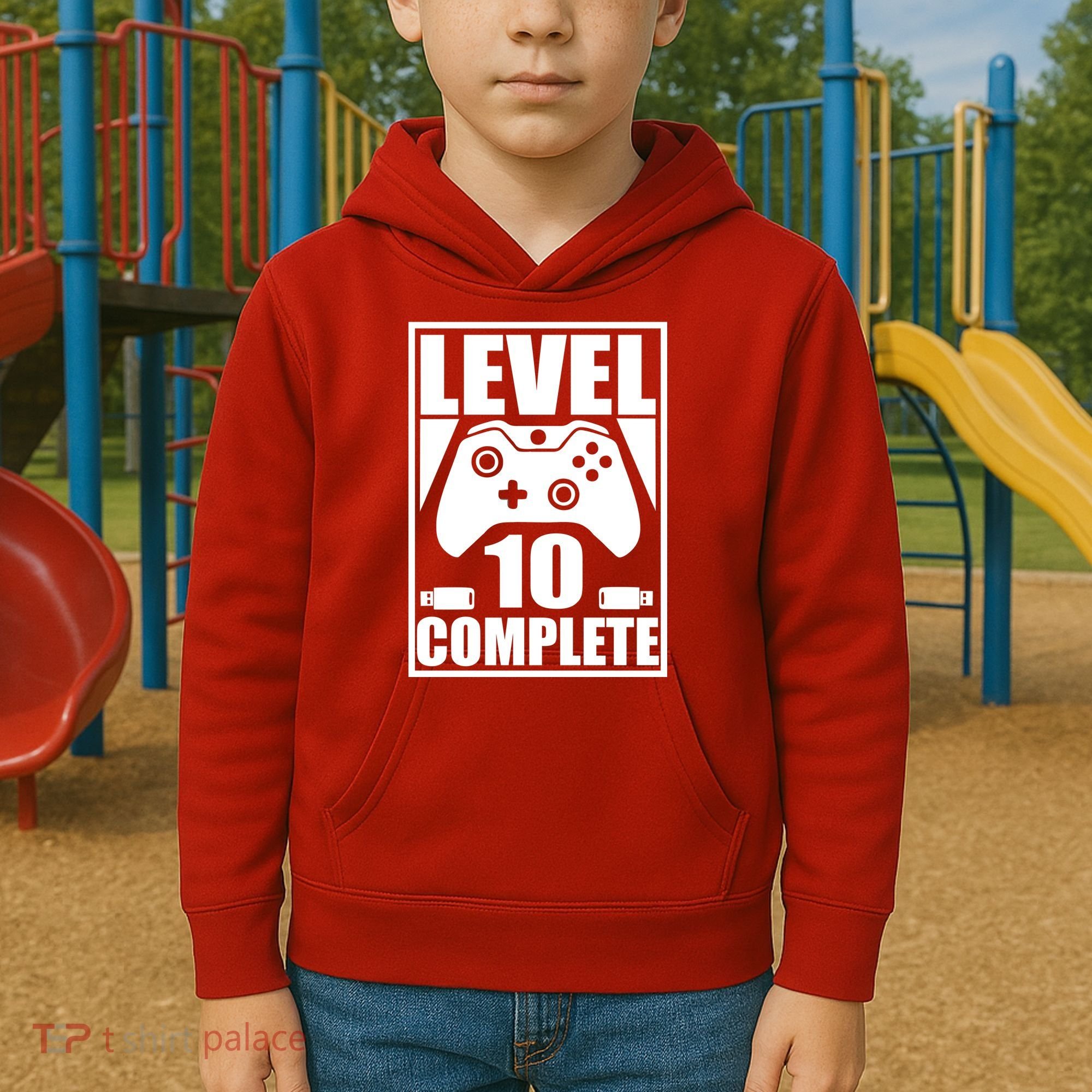 Level 10 Complete Video Gamer 10th Birthday Kids Hoodie