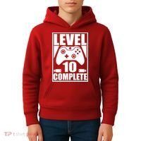 Level 10 Complete Video Gamer 10th Birthday Kids Hoodie thumb 4