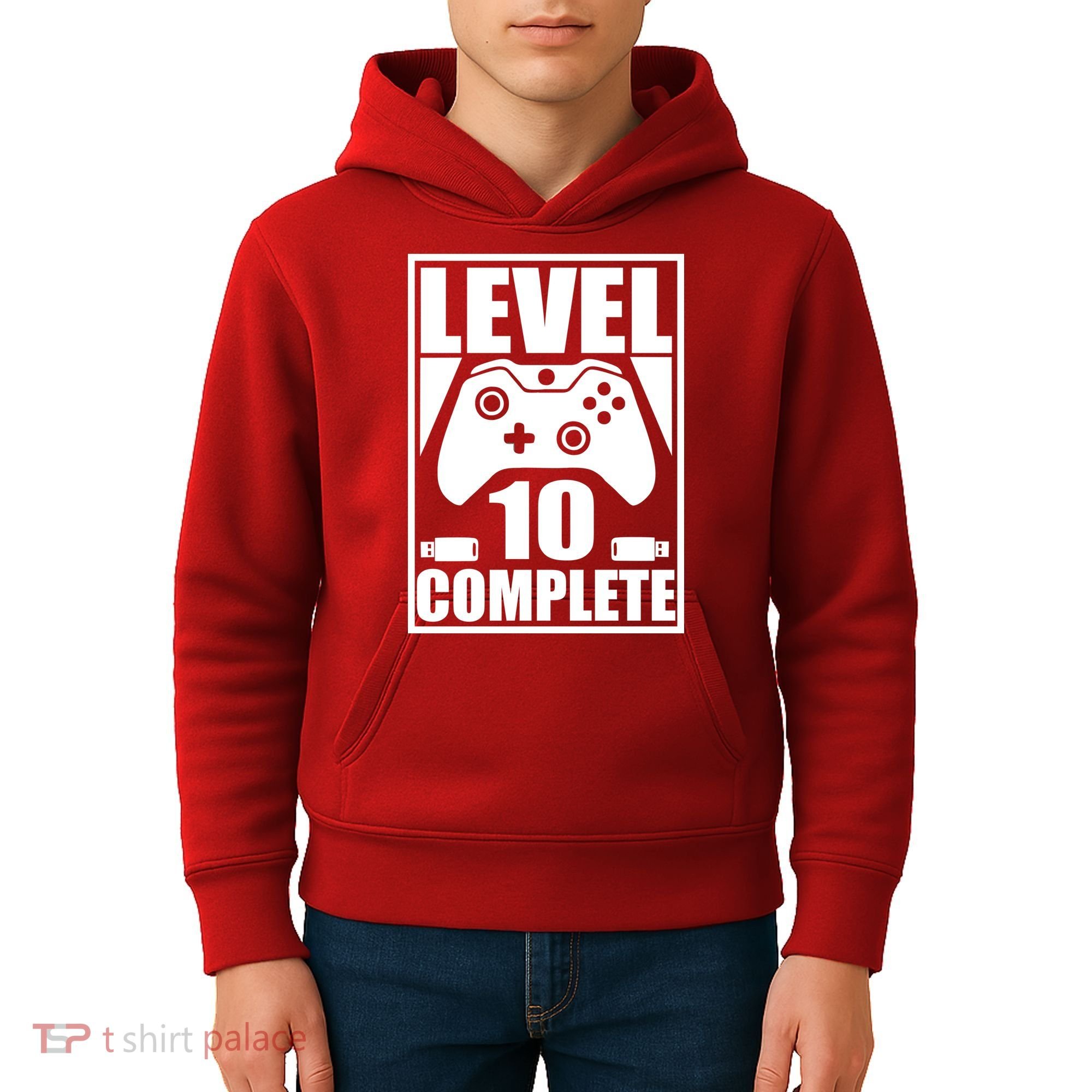 Level 10 Complete Video Gamer 10th Birthday Kids Hoodie
