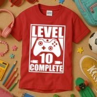 Level 10 Complete Video Gamer 10th Birthday Kids T-Shirt thumb 3
