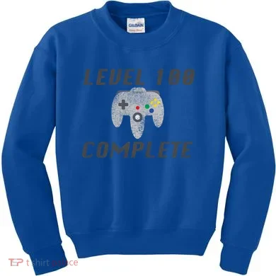 Level 100 Complete 100th Birthday Kids Sweatshirt