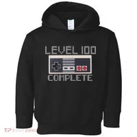 Level 100 Complete Retro Gamer 100th Birthday Toddler Hoodie thumb 0