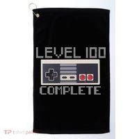 Level 100 Complete Retro Gamer 100th Birthday Golf Towel thumb 0