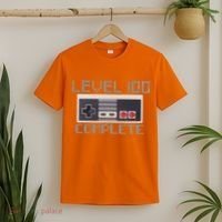 Level 100 Complete Retro Gamer 100th Birthday T-Shirt thumb 2