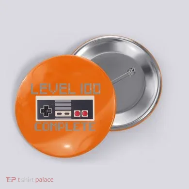 Level 100 Complete Retro Gamer 100th Birthday Button