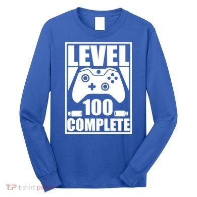 Level 100 Complete Video Gamer 100th Birthday Long Sleeve Shirt