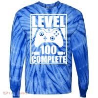 Level 100 Complete Video Gamer 100th Birthday Tie-Dye Long Sleeve Shirt thumb 0