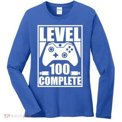 Level 100 Complete Video Gamer 100th Birthday Women's Long Sleeve Shirt
