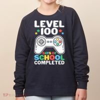 Level 100 Days Of School Completed Gamer Women's Sweatshirt thumb 0