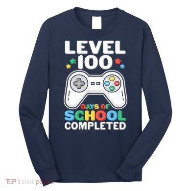 Level 100 Days Of School Completed Gamer Long Sleeve Shirt