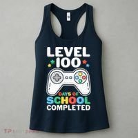 Level 100 Days Of School Completed Gamer Women's Tank Top thumb 3