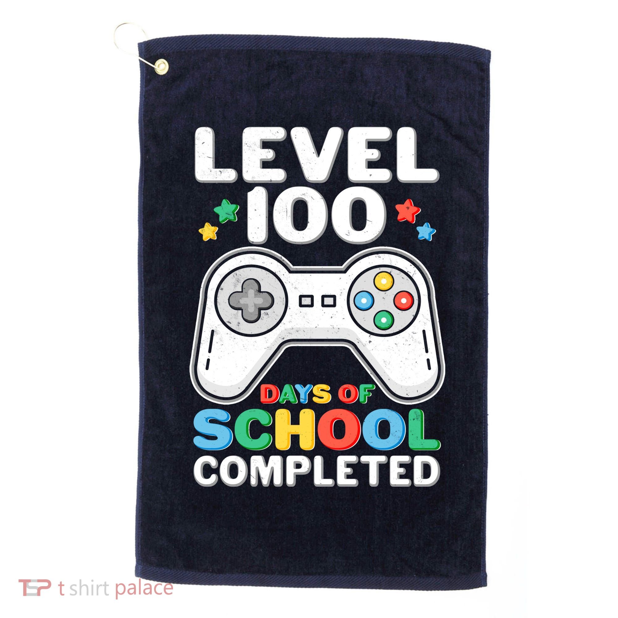 Level 100 Days Of School Completed Gamer Golf Towel