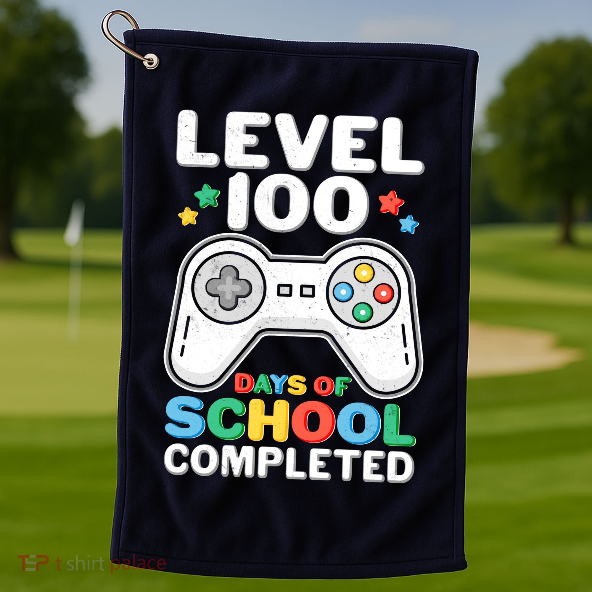 Level 100 Days Of School Completed Gamer Golf Towel