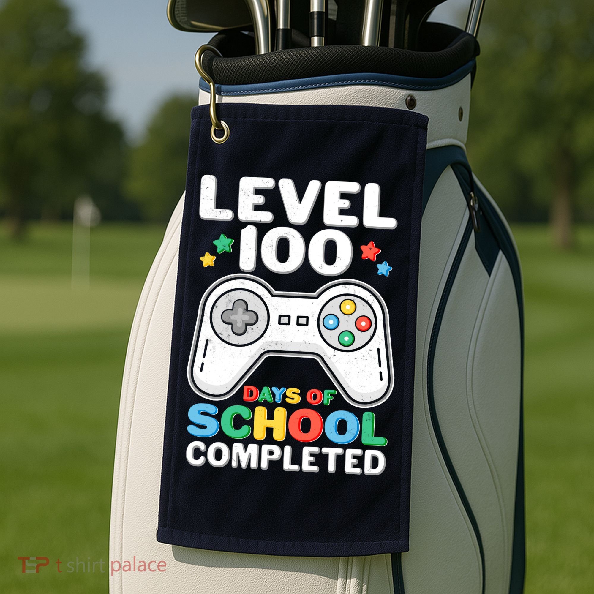 Level 100 Days Of School Completed Gamer Golf Towel
