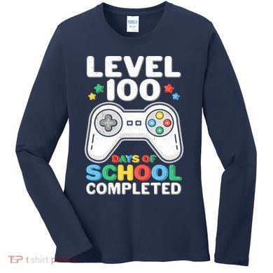 Level 100 Days Of School Completed Gamer Women's Long Sleeve Shirt
