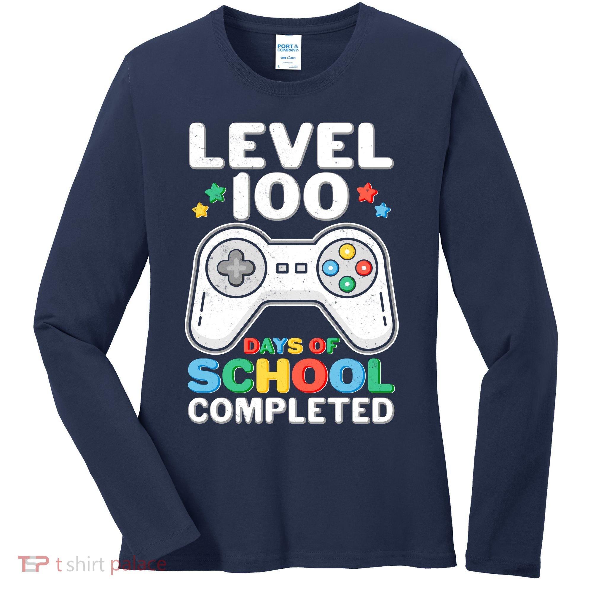 Level 100 Days Of School Completed Gamer Women's Long Sleeve Shirt