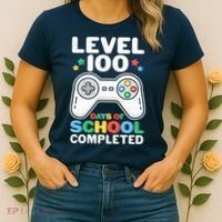 Level 100 Days Of School Completed Gamer Women's T-Shirt thumb 2
