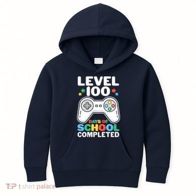 Level 100 Days Of School Completed Gamer Kids Hoodie