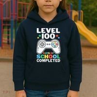 Level 100 Days Of School Completed Gamer Kids Hoodie thumb 3