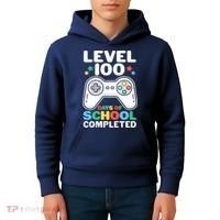 Level 100 Days Of School Completed Gamer Kids Hoodie thumb 4