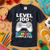 Level 100 Days Of School Completed Gamer Kids T-Shirt thumb 3