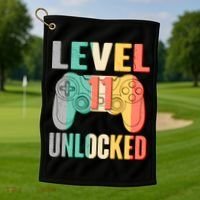 Level 11 Unlocked 11th Birthday Golf Towel thumb 1