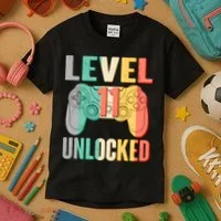 Level 11 Unlocked 11th Birthday Kids T-Shirt thumb 3