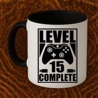 Level 15 Complete Video Gamer 15th Birthday Coffee Mug thumb 2
