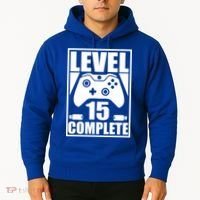 Level 15 Complete Video Gamer 15th Birthday Hoodie thumb 2