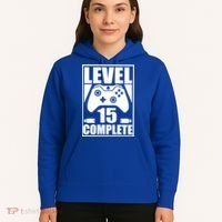 Level 15 Complete Video Gamer 15th Birthday Hoodie thumb 5