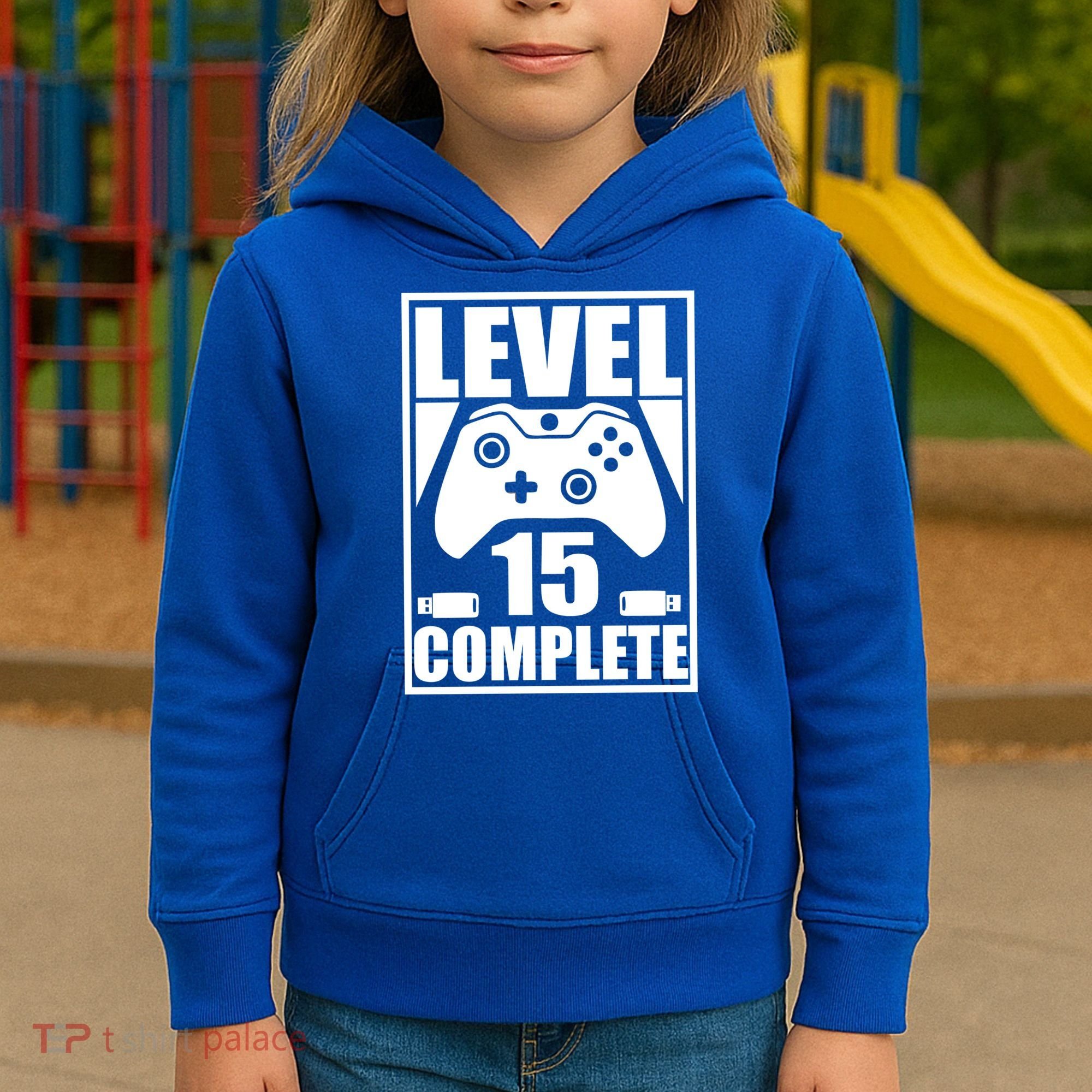 Level 15 Complete Video Gamer 15th Birthday Kids Hoodie