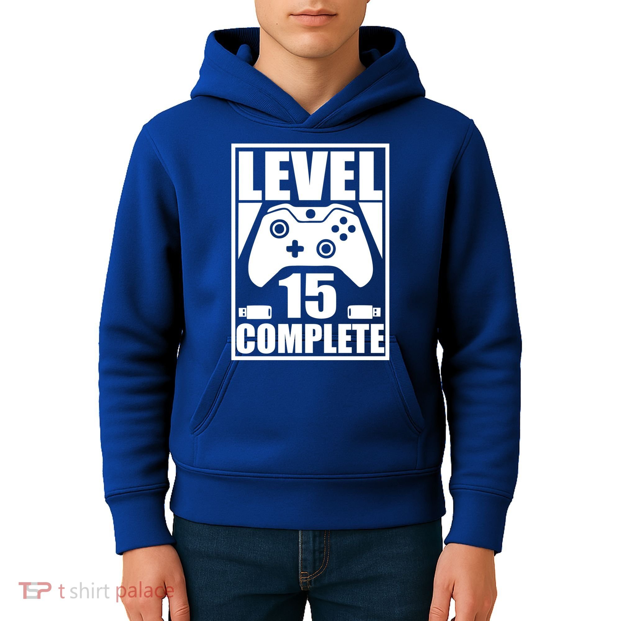 Level 15 Complete Video Gamer 15th Birthday Kids Hoodie