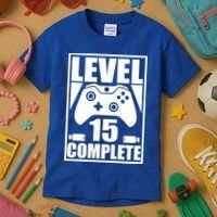 Level 15 Complete Video Gamer 15th Birthday Kids T-Shirt thumb 3